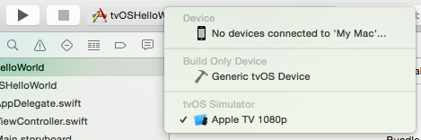 tvOS how to select the Apple TV simulator